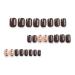 Short Fall Press on Nails - Square Brown Fake Nails with Gold Foil Glitter | Full Cover Leaves Design | Acrylic Manicure for Women & Girls - Buy Online on GoSupps.com