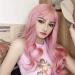 BGHJUE Long Curly Wig for Women - Fluffy Big Wave with Air Bangs - Natural Pink Hair Set | International Shipping Available - Buy Online on GoSupps.com