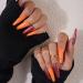 Xerling Orange Glitter Coffin Nails - 24Pcs Glossy Press-On False Nails for Parties & Daily Wear - Buy Online on GoSupps.com
