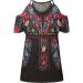 Womens Summer Cold Shoulder Top: Aztec Print Ethnic Style Graphic Tee, Black, X-Large - Buy Online on GoSupps.com