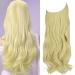 Hair Extension Halo Bleach Blonde Highlight Long Synthetic Hairpiece Curly Wavy 20 Inch 4.4 Oz Hidden Wire Headband for Women Heat Resistant Fiber No Clip OMGREAT 20Inch&Curly Bleach Blonde