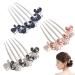 KuuGuu 3 PCS Flower Rhinestones Hair Combs Accessories Wedding Hair Crystal Rhinestones Women Hair Side Combs Hair Accessories for Women Silver (blue + grey + champagne)