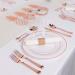WDF 125PCS Rose Gold Plastic Silverware & Disposable Plates Set - Ideal for Wedding, Party, Christmas - Includes 25 Dinner Plates, 25 Salad Plates, 25 Forks, 25 Knives, 25 Spoons - Buy Online on GoSupps.com