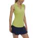 LastFor1 Women's Sleeveless Polo Golf Shirts Quick Dry 50+ UV Protection V-Neck with Collar Lightweight Tennis Tank Tops Lemon Small