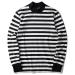 Zengjo Mens Striped Shirt Long Sleeve Mock Turtleneck Shirts Medium Black&white Wide