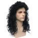 TIREOW Black Long Curly Men's Wig - Cool Party Wig for Handsome Looks | International Shipping - Buy Online on GoSupps.com