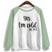 oelaio Womens I'm Yes Cold Me 24:7 Printed Funny Sweatshirt Raglan Long Sleeve Crewneck Letters Casual Loose Pullover Top Army Green - Buy Online on GoSupps.com