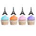Eiffel Tower Cupcake Toppers Wedding Party Decor Bridal Shower Dessert Cupcake Toppers Paris Themed Birthday Party Decoration - Black Glitter
