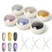 6 Jar Nail Art Pearlescent Powder Nail Art Glitter Pulver with 6 Sponge Brushes Chrome Nail Powders Holographic Mirror Powder Manicure Shiny Pearl Powder Holo Mermaid Aurora Powder for Nails