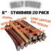 Bully Sticks - Low Odour - **6" Standard - 20 Pack Minimum** - Premium Single Ingredient Dog Chew - 100% Beef - All Natural/Organic - Dental Care - Long Lasting - Rawhide Free - Buy Online on GoSupps.com