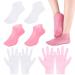Moisturizing Gloves and Socks 4 Pairs Silicone Moisturizing Gloves & Socks Set Reusable Anti Slip Spa Socks and Gloves Hands Feet Care for Dry Hands Foot Rose&White