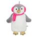 Premium Children's Hot Water Bottle 1 Litre with Beautiful Soft Fake Fur Cover Bed Bottle Made of Natural Rubber Heat pad Different Models - T V Rheinland Tested (Penguin Rose)