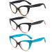 Shop DXYXYO 3 Pack Cat Eye Reading Glasses for Women - Stylish Blue Light Blocking Thick Frames | Black Pink Blue Leopard Designs | 1.0x Magnification - Buy Online on GoSupps.com