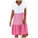 PETYCZEN Mini Dresses for Women Casual Loose Short Sleeve T Shirt Dress 2023 Summer Flowy A Line Beach Tunic Dress Sundresses 3X-Large A-red