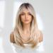 Long Blonde Wig with Bangs and Dark Roots - 22 Inch Synthetic Hair Wig for Women - Buy Online on GoSupps.com