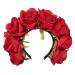 amangul Rose Flower Headband for Bridal Women Wedding Hairband Rose Headhoop Elegant Headpiece Lady Girl Party Hair Decors(Red)