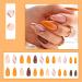 JUSTOTRY 24 Pcs Glitter Swirl Stiletto False Nails - Short Orange French Press on Nails with Nail Glue - Almond Stick on Nails for Women - Buy Online on GoSupps.com