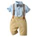 AmzBarley Baby Boys Gentlemans Outfit Suit Kids Long/Short Sleeve Dress Shirt Pants Vest Bowtie Tuxedo Rompers Childs Birthday Evening Holiday Party Khaki 557 3-4 Years