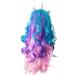 Gazechimp Women's Wig Synthetic Hair Long Curly Wave Wigs - colorful with silver horn