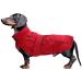 Minezi Roof dog raincoat waterproof outer layer fleece feed reflective caps adjustable belt-suitable for small and medium-sized dog-red-Xs XS red