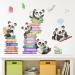 OOTSR Panda Bear and Book Wall Decals Animal Home Decor Wall Stickers Kids Bedroom Baby Nursery Bedroom Living Room Study Room Classroom Wall Decor Panda and Book