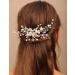 Chargances Bride Pearl Rhinestone Hair Comb Wedding FlowerCrystal Hair Vine Comb Dainty Fashion Beaded Handmade Hair Accessories for Women Bridesmaid Girls (Silver)