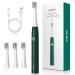 Sejoy Electric Toothbrush Rechargeable Power Toothrush with 4 Brush Heads 3 Modes and 2 Minutes Build in Smart Timer Electric Toothbrush for Adults and Teens Green Green(one-key)
