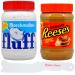 (1) Reeses Creamy Peanut Butter 18 oz and (1) Marshmallow Fluff 7.5 oz with 1 WYKED YUMMY Spreader Plastic Knife and Jar Scraper Bundle to Make a Fluffernutter Sandwich