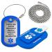 Blue Informer Lite Medical Alert Dog Tag. Includes: 2GB USB Pre-Engraved Stainless-Steel Dog Tag 27" Chain and Key Ring Wire Rope. Complimentary Access PHR (Personal Health Record)