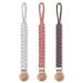LUVADEYO pacifier chain cotton pacifier wood clip hand-woven modern castration style baby use (3 sentences white/khaki/powder) White/Khaki/Powder