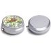 Round Pill Box with Watercolor Sloth Print - 3 Compartment Decorative Metal Pill Organizer for Travel - Buy Online on GoSupps.com