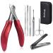 Softale Toenail Clippers for Thick Nails Professional Large Nail Clippers for Thick & Ingrown Toenails 7 Pcs Stainless Steel Nail Treatment Foot Tool Podiatrist Pedicure Kits Toenail Cutters 7 Piece Set Red+silver