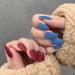 Bohend fashion coffin false nails matt ballerina fake nail party 24 pcs press on nail to women and girls (red blue) red blue