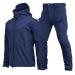 Hanxiulin training suit men jogging suit sports suit men casual long sleeves sports jacket hooded jacket sports clothing running sweater sportswear fitness sports jogging blue XL