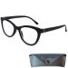 Mini glasses cateye anti blue light glasses reading glasses thick frame free glasses case plastic glasses frame (black) blue light filter glasses black 0.0 diopters