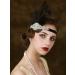 SWEETV 1920s Flapper Headband - Rhinestone Feather Great Gatsby Hair Accessories (Black) - Buy Online on GoSupps.com
