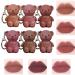 VARCHIT 6PCS Keychain Bear Lipsticks  2 in 1 Bear Key Chain Lipstick Matte Lip Mud Set Moisturizing Lip Stain Long Lasting Waterproof Velvet Lip Gloss with Keychain Cute Bear Beauty Makeup (6 Colors)