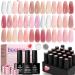 Beetles Pink Nude Gel Nail Polish Set 20 Colors Summer Neutral Jelly Pink Sheer Glitter White Color Soak Off UV Gel Kit with Base Gel Glossy Matte Top Coat DIY Manicure Gifts 2-20 Colors Nude Paradise