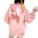 PEIMENG Cute Bunny Hoodies with Ears for Women Teen Girls Pullover Crewneck Rabbit Long Sleeve Hooded Sweatshirt Kawaii G30-pink Small