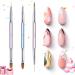 Beetles 3 pieces nail brush Professional double head 2 in 1 nail Art liner brush Gellack Design Pen Painting Tools Liner Brush Blossom Black Malpinsel Oval brush manicure for girls 2-in-1 nail art brushes 3PCs