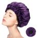 GYIXING Large Satin Lined Hair Cover Sleep Cap for Women  Adjustable Drawstring Double-Sided Sleep Cap for Natural Curly Hair Protection(Purple)