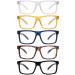 Reading Glasses 5 pack Oversized Square Readers for Women Men (+1.25) 5 Pairs Mix-r2142 1.25 x