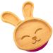 nohla - Billie The Bunny - Bamboo Baby Weaning Suction Plate - 23.9cm x 18.3cm - Spill-Proof Hard Suction Base - Ideal from 6 Months - 100% Bamboo & FDA Silicone - Organic & BPA-Free - Cherry Colour Billie the Bunny Plate
