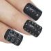 False Nails Bling Art Black Punk French Squoval 24 Fake Medium Acrylic Tips