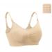 Dreamburn Maternity Nursing Bra Wireless Seamless Comfortable Breastfeeding Bras 4 Rows Adjust Hook with Removable Spill Prevention Pads Add Extenders L 1*beige Style1