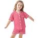 SWOMOG Unisex Kids Modal Pyjamas Set | Button-Down Short Sleeve PJs | Coral | 12-13 Years - Buy Online on GoSupps.com