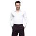 Men Professional Solid Color Long Sleeves Lapel Collar Slim Modern Dance Latin Ballroom Square Dance Shirts Dance Tops Large White