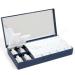 Designer Weekly Pill Box Organizer (AM/PM 2X Daily Navy) | Compact Stylish 7-Day Vitamin Supplement Case | Cute Portable Mini Travel Medicine Carrier | BPA-Free Pillbox Caddy AM/PM 2X Daily Navy