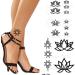 Black Lotus Flora Temporary Tattoos - 2x Sheets, Yoga Women Small Adult Waterproof Stickers - Buy Online on GoSupps.com