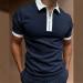 Shirt Sleeve Turn Down Blouse Men's Zipper Collar Splice Solid Polos Casual Men's Blouse Dress Shirts for Men Big Tall Dark Blue L - Buy Online on GoSupps.com